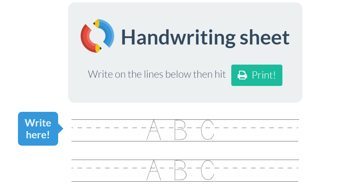Handwriting sheet